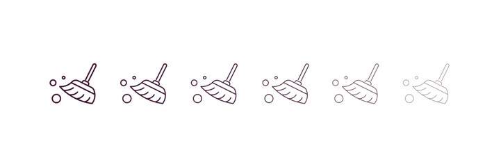 broom cleanin outline icon. Linear vector from cleaning concept. 6 different line style broom cleanin icon included thin, light, regular, medium, bold, black