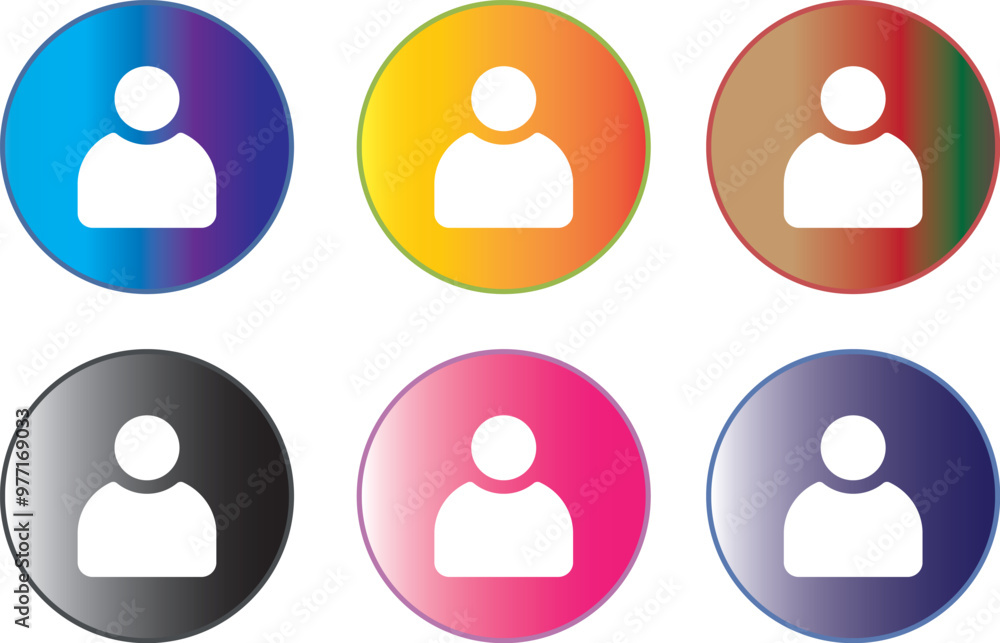 Poster avatar and user profile icon set - colorful login and member icons for user interface design, web ap