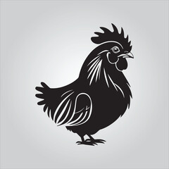 Black chicken icon on white