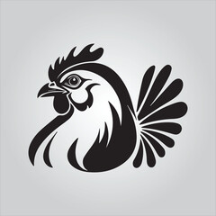 Black chicken icon on white