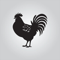 Black chicken icon on white