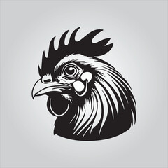 Black chicken icon on white