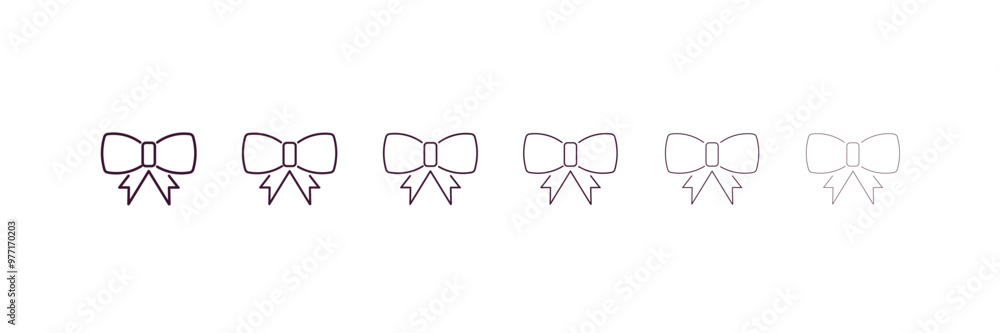 Poster bow tie outline icon. linear vector from clothes concept. 6 different line style bow tie icon includ