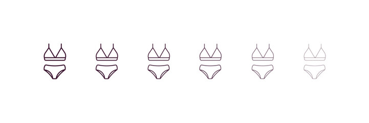 lingerine set outline icon. Linear vector from clothes concept. 6 different line style lingerine set icon included thin, light, regular, medium, bold, black