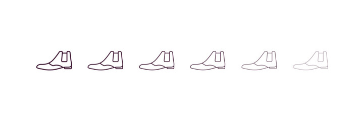 leather chelsea boots outline icon. Linear vector from clothes concept. 6 different line style leather chelsea boots icon included thin, light, regular, medium, bold, black