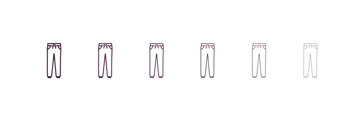 sweatpants outline icon. Linear vector from clothes concept. 6 different line style sweatpants icon included thin, light, regular, medium, bold, black