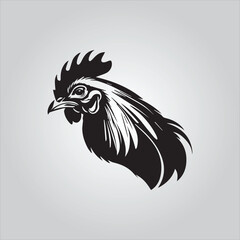 Black chicken icon on white