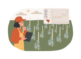 Analytics for crop yield forecast isolated cartoon vector illustrations.