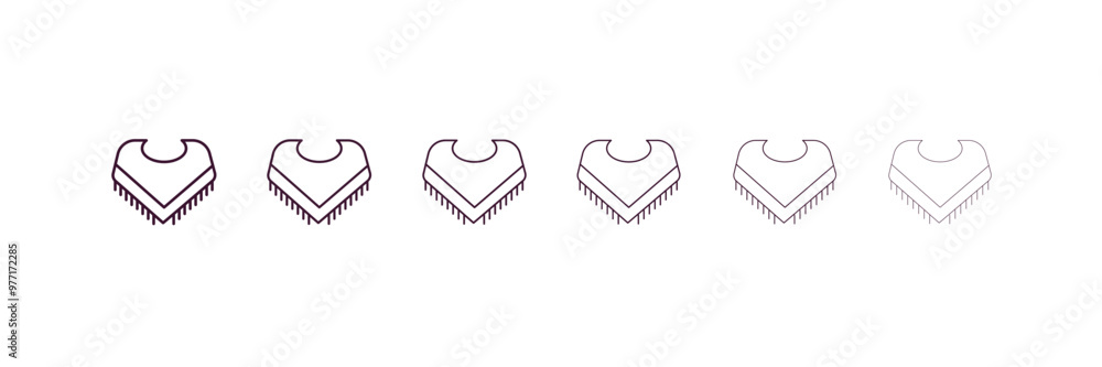Poster shawl outline icon. linear vector from clothes concept. 6 different line style shawl icon included t