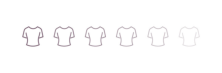 Fototapeta premium t-shirt outline icon. Linear vector from clothes concept. 6 different line style t-shirt icon included thin, light, regular, medium, bold, black