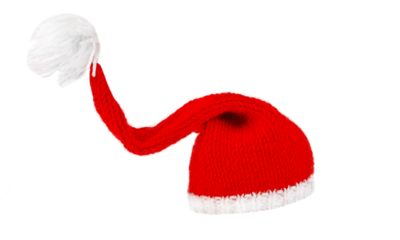 Knitted Santa Claus red hat isolated on white background