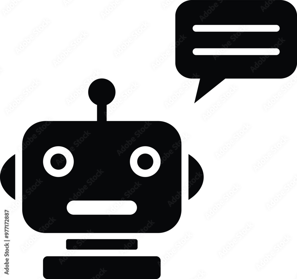 Poster chat bot icon - transparent background virtual assistant design for websites, customer support, and 