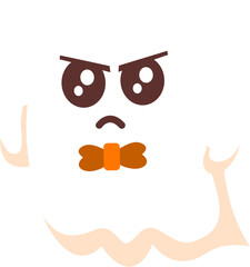 Cute kawaii ghost angry
