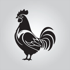 Black chicken icon on white