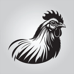 Black chicken icon on white