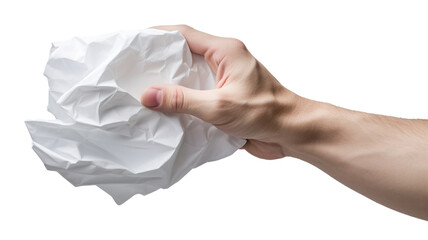 Hand crumpling white paper in a tight grip