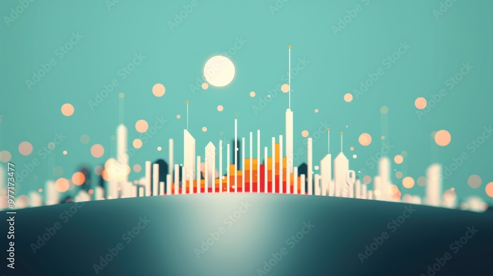 Poster dynamic histogram illustration, engaging and stylish design, seamless data integration, bold and bri