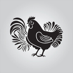 Fototapeta premium Black chicken icon on white