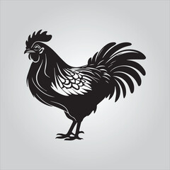 Black chicken icon on white