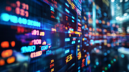 デジタルスクリーンに映る株式市場の動き