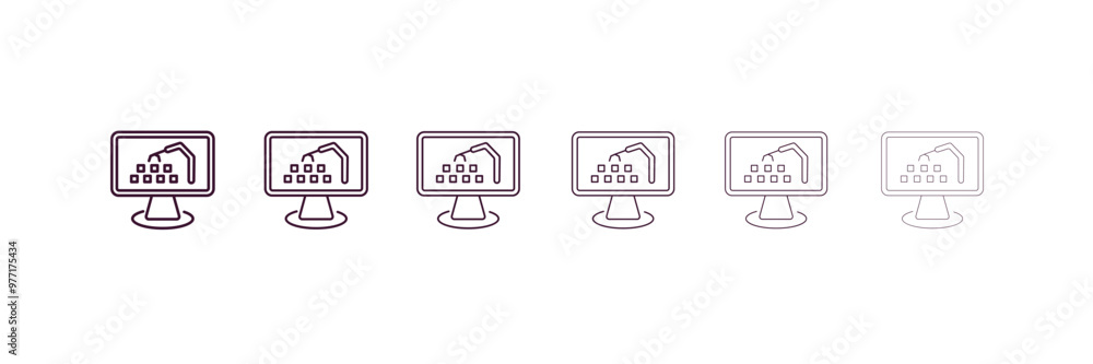 Poster industrial outline icon. linear vector from computer concept. 6 different line style industrial icon