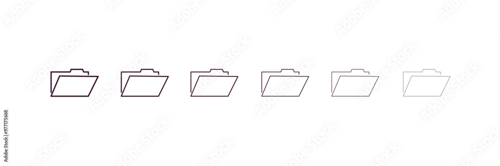Poster computer folder outline icon. Linear vector from computer concept. 6 different line style computer folder icon included thin, light, regular, medium, bold, black