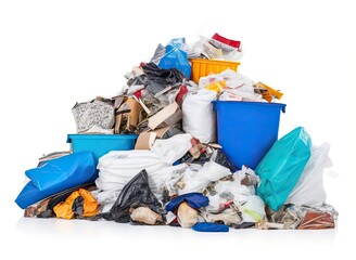 Pile of rubbish isolated on white background