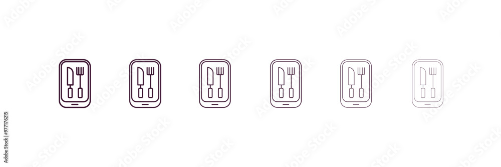 Poster restaurant app outline icon. linear vector from computer concept. 6 different line style restaurant 