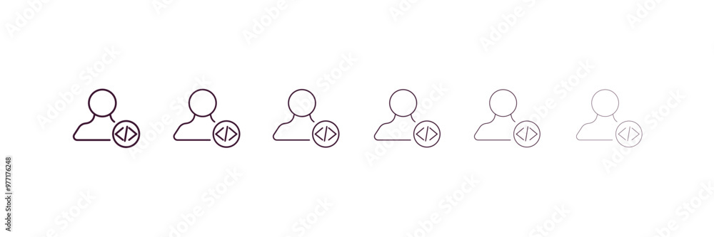 Poster develope outline icon. Linear vector from computer concept. 6 different line style develope icon included thin, light, regular, medium, bold, black