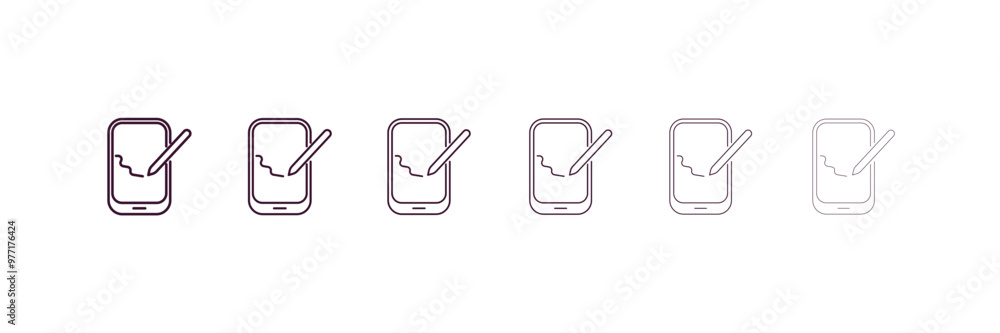 Poster tablet tool outline icon. linear vector from computer concept. 6 different line style tablet tool ic