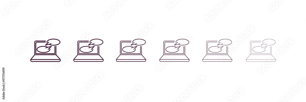 Poster online chat outline icon. linear vector from computer concept. 6 different line style online chat ic