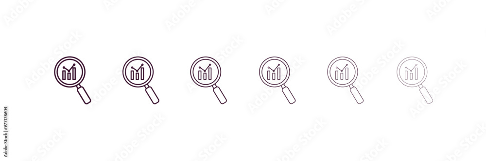 Poster data analyser outline icon. linear vector from computer concept. 6 different line style data analyse