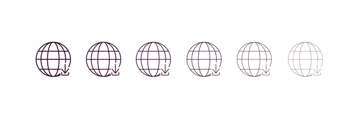 download from the net outline icon. Linear vector from computer concept. 6 different line style download from the net icon included thin, light, regular, medium, bold, black