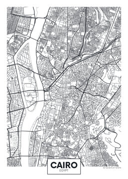 City map Cairo, detailed urban planning travel vector poster design