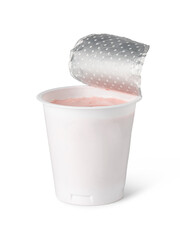 plastic cups with yogurt
