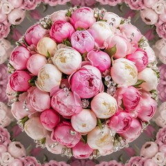 Bouquet of peony flowers as luxury floral background, wedding decoration and event branding design