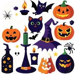 Hand-drawn Halloween elements