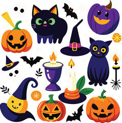 Hand-drawn Halloween elements