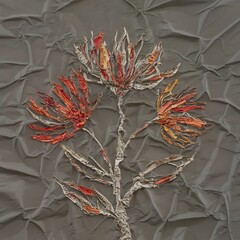 Flowers design on crumpled paper