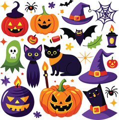 Hand-drawn Halloween elements