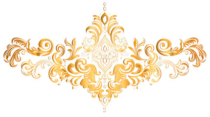 Elegant golden ornamental design with intricate swirls and floral motifs, perfect for vintage and luxurious decor.