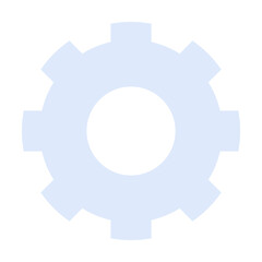 Light blue gear with eight teeth on a white background. Ideal for engineering, mechanics, machinery, design, and automation themes.