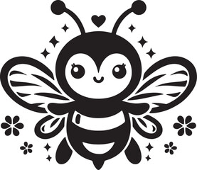 Cute Bee Silhouette Vector Art.