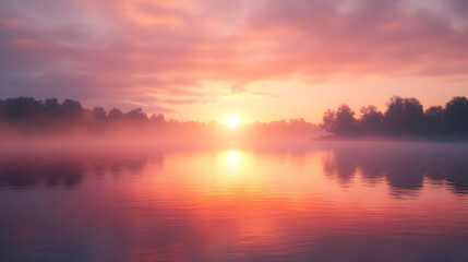 Fototapeta premium Serene Sunrise Over Tranquil Lake