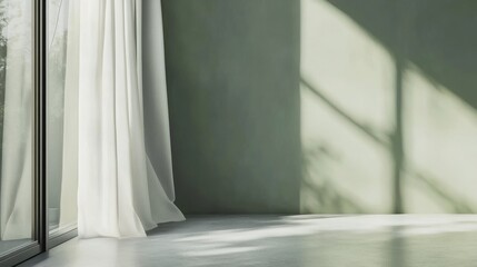minimal empty wall and a smooth concrete floor, window on the side, minimal commercial concept