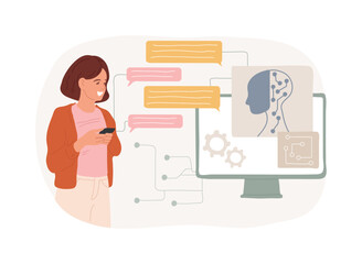 AI-Enhanced Chatbot Interactions abstract concept vector illustration.
