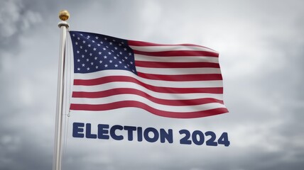 Obraz premium American flag on background with word elections 2024, concept of elections and politics.