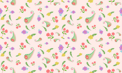 Seamless floral pattern consisting of flowers and leaves placed in harmony. Use for home decoration, clothing. wall art, wallpaper, cover, banner, poster, interior decor, natural backgrounds