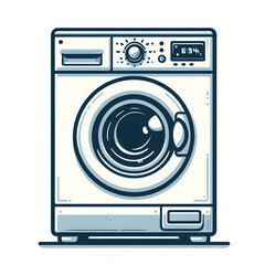 washing machine flat line design illustration isolated on white background