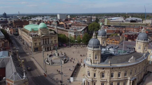 UK Hull City Center. City Hall. UK northern city.